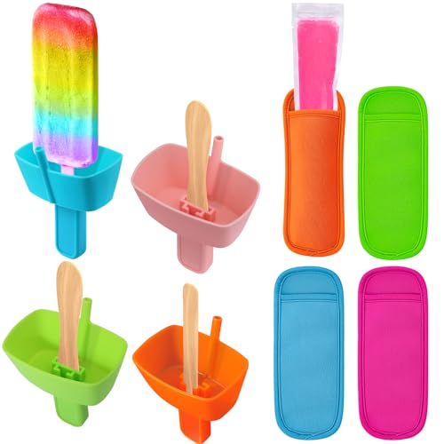 Minimalist AIERSA 8pcs Popsicle Holders and Ice Pop Sleeves Kit