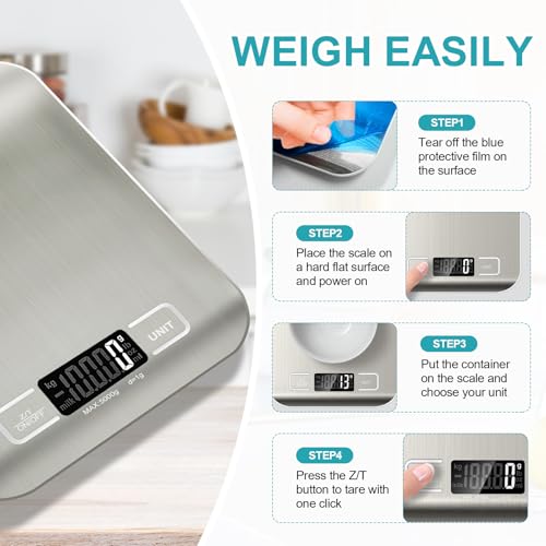Food Scale, 11lb Kitchen Scale with 6 Units Tare Essentials