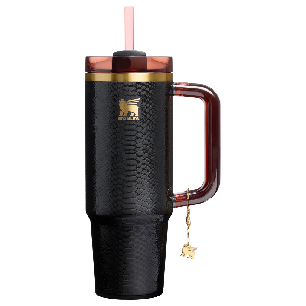 Large Capacity The Quencher Luxe H2.0 Flowstate Tumbler D171F - Premium Stainless Steel Straw Cup for All-Day Hydration - Black Snakeskin