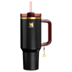 Splash-Resistant FlowState The Quencher Luxe H2.0 Flowstate Tumbler D170A - Double-Wall Vacuum Insulated Travel Tumbler with Straw - Black Snakeskin