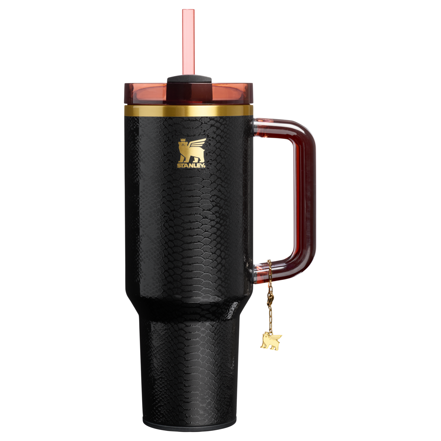 Splash-Resistant FlowState The Quencher Luxe H2.0 Flowstate Tumbler D170A - Double-Wall Vacuum Insulated Travel Tumbler with Straw - Black Snakeskin