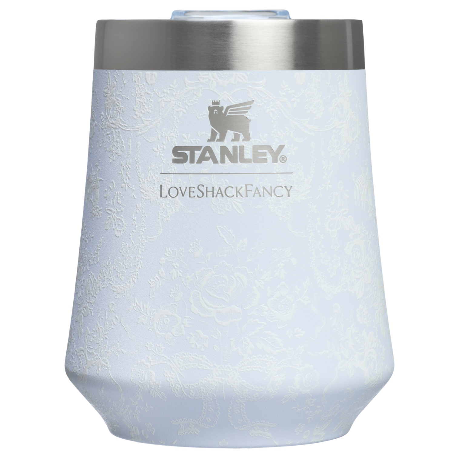 Vacuum Insulated Wine Stanley 1913 x LoveShackFancy Holiday Reserve Wine Tumbler D367F - Premium Insulated Egg-Shaped Wine Glass for Outdoors - Baby Bow Pink Peppermint