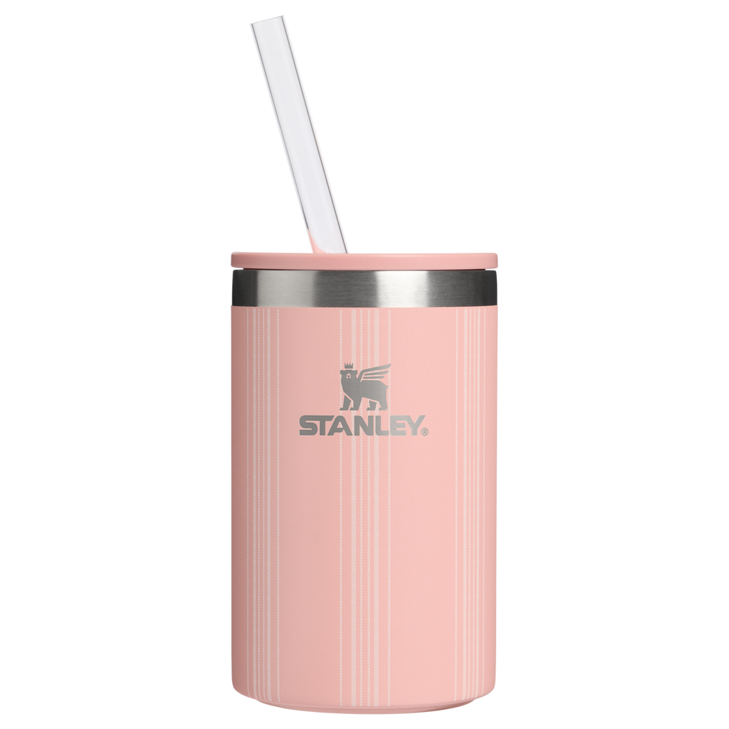 Leak-Proof Insulated The Everyday Can Cooler Cup D353P - Julienne Series Portable Picnic Chiller Tote - Peach Rose Picnic Stripe