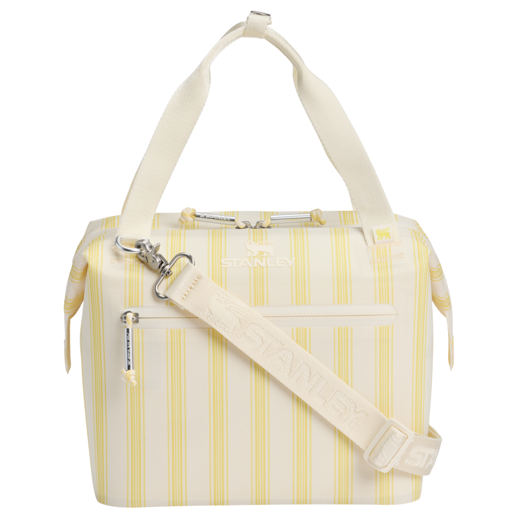 Heavy-Duty Tote The All Day Julienne Mini Cooler D349V - Julienne Series Portable Picnic Chiller Tote - Cream Picnic Stripe