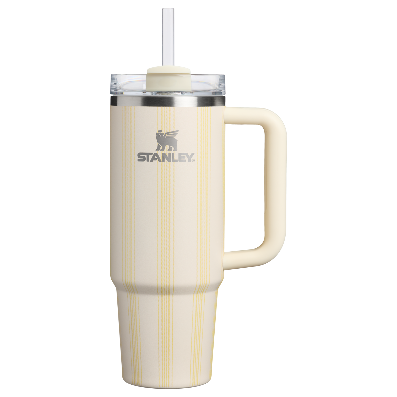 Splash-Resistant FlowState The Quencher H2.0 Flowstate Tumbler D343V - FlowState 3-Position Lid Insulated Travel Mug - Cream Picnic Stripe