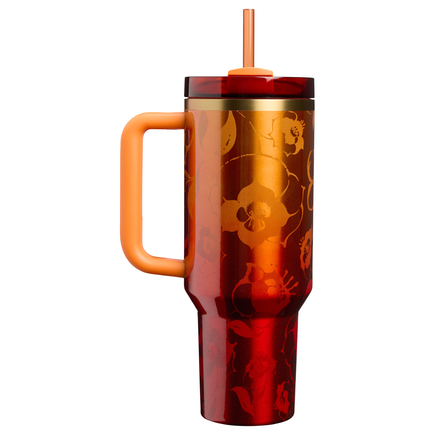 Double-Wall Vacuum The Stanley 1913 x Karol G Quencher H2.0 Flowstate Tumbler D275T - Double-Wall Vacuum Insulated Travel Tumbler with Straw Detail
