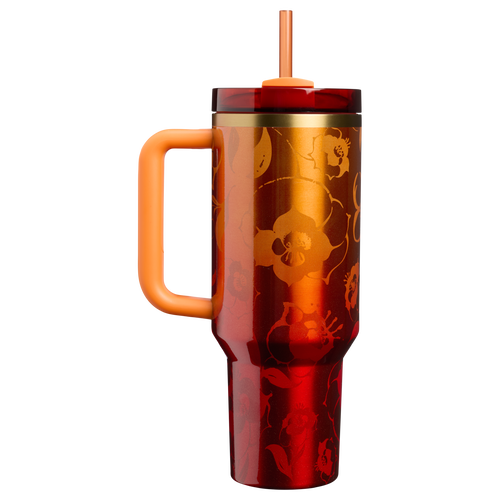Double-Wall Vacuum The Stanley 1913 x Karol G Quencher H2.0 Flowstate Tumbler D275T - Double-Wall Vacuum Insulated Travel Tumbler with Straw Detail