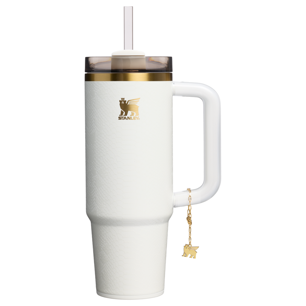 Large Capacity The Quencher Luxe H2.0 Flowstate Tumbler D171F - Premium Stainless Steel Straw Cup for All-Day Hydration - Pale Stone Snakeskin