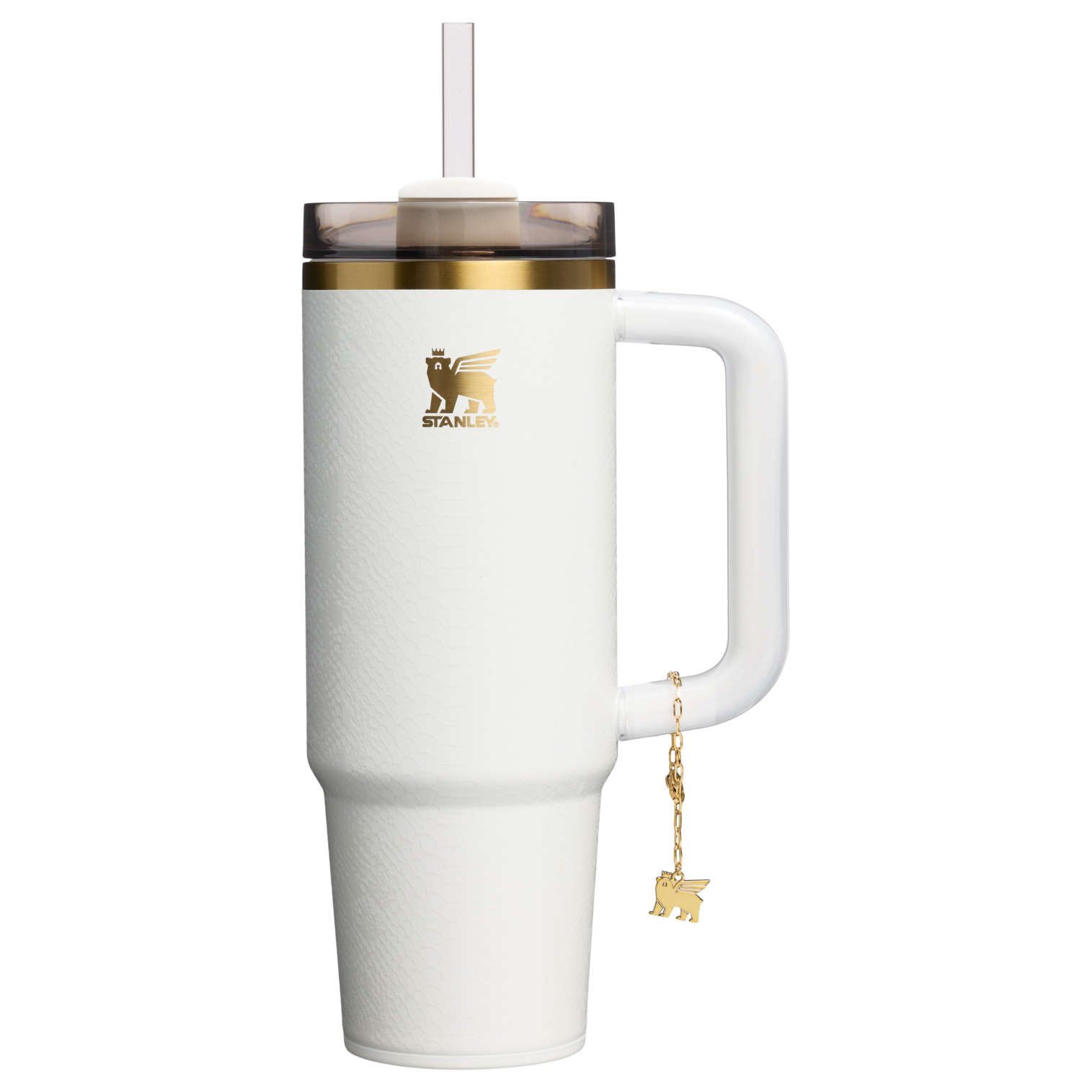 Large Capacity The Quencher Luxe H2.0 Flowstate Tumbler D171F - Premium Stainless Steel Straw Cup for All-Day Hydration - Pale Stone Snakeskin
