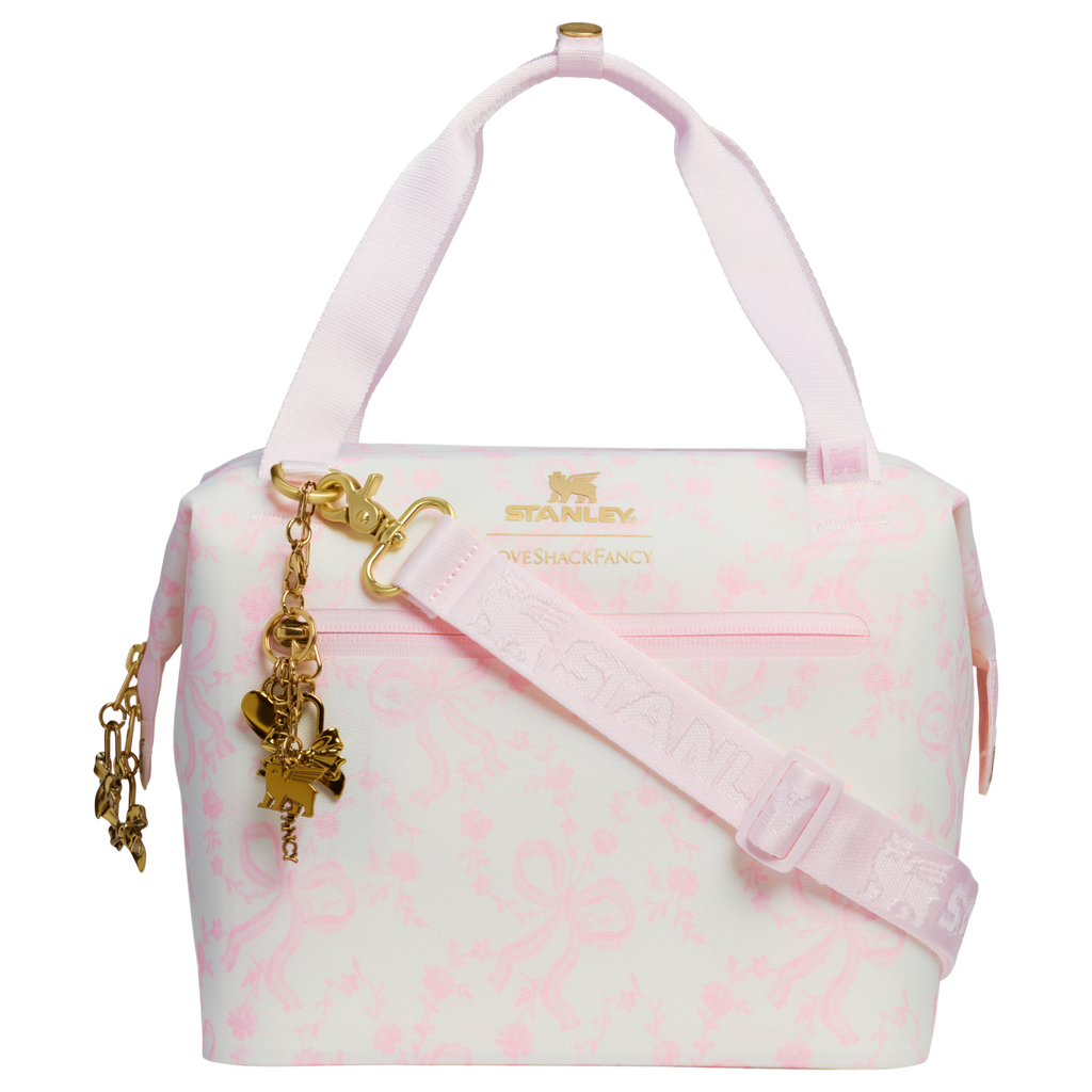 Leak-Proof Insulated Stanley 1913 x LoveShackFancy Holiday All Day Julienne Mini Cooler D194V - Julienne Series Portable Picnic Chiller Tote - Coquette Bow Winter Ice