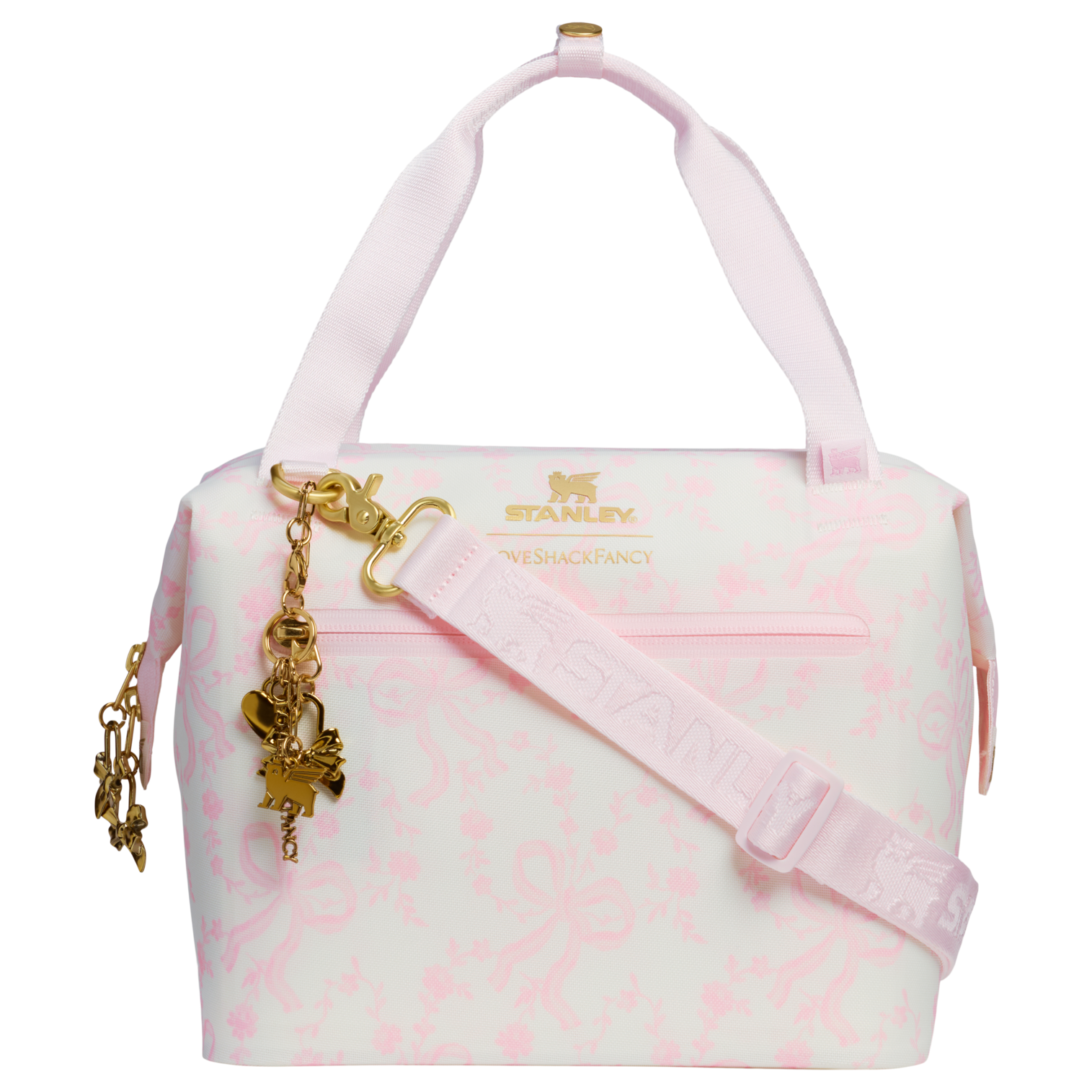 Leak-Proof Insulated Stanley 1913 x LoveShackFancy Holiday All Day Julienne Mini Cooler D194V - Julienne Series Portable Picnic Chiller Tote - Coquette Bow Winter Ice