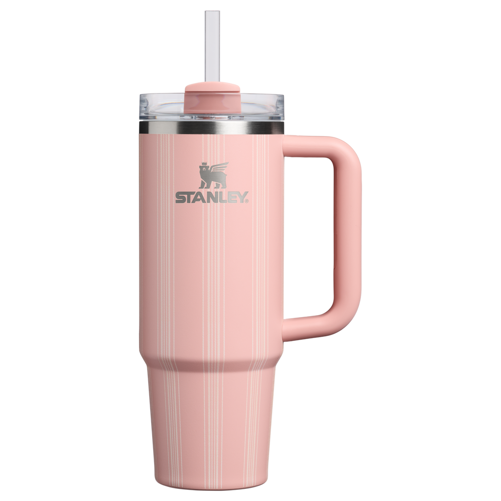 Splash-Resistant FlowState The Quencher H2.0 Flowstate Tumbler D343V - FlowState 3-Position Lid Insulated Travel Mug - Peach Rose Picnic Stripe