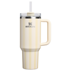 Insulated Travel The Quencher H2.0 Flowstate Tumbler D342C - 40oz Large Capacity Car-Cup Friendly Quencher - Cream Picnic Stripe