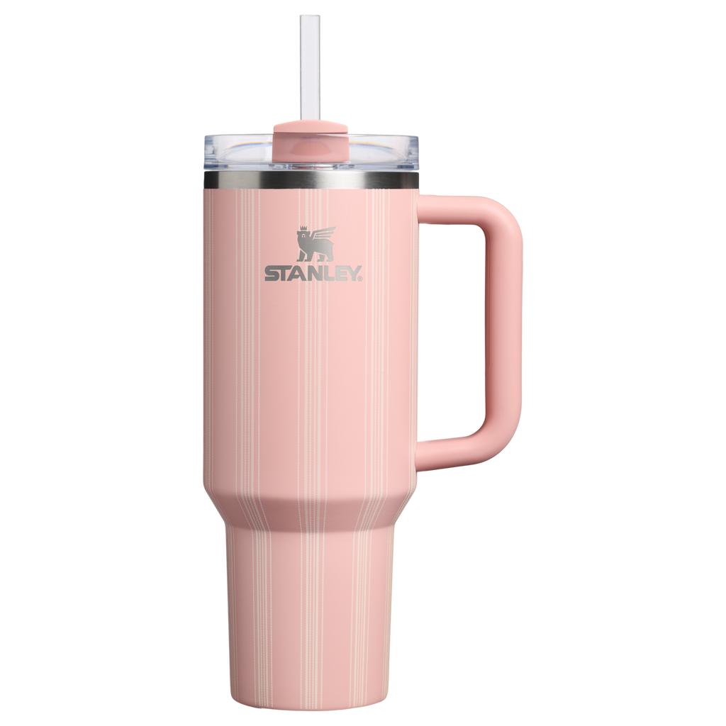 Insulated Travel The Quencher H2.0 Flowstate Tumbler D342C - 40oz Large Capacity Car-Cup Friendly Quencher - Peach Rose Picnic Stripe