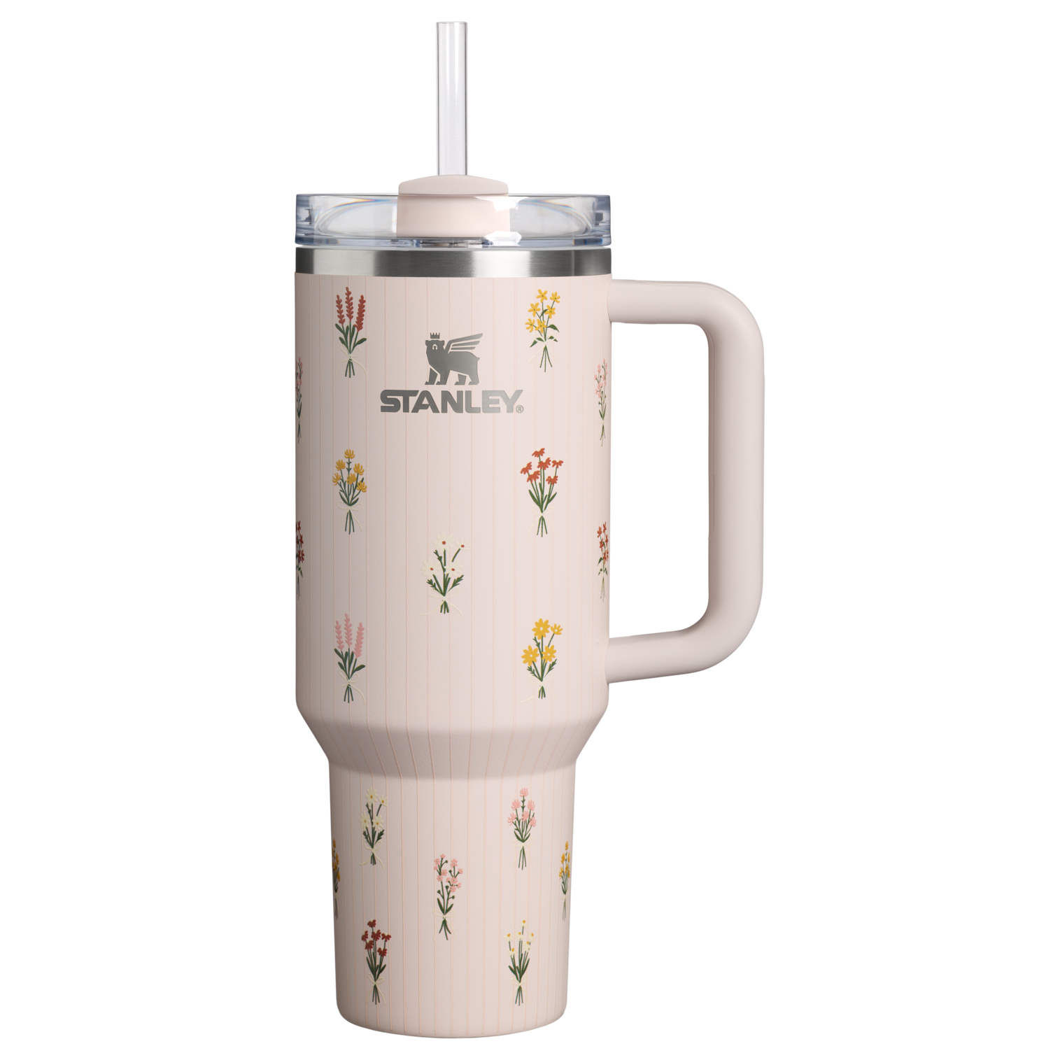 Splash-Resistant FlowState The Quencher H2.0 Flowstate Tumbler D362R - 40oz Large Capacity Car-Cup Friendly Quencher - Rose Quartz Bouquets