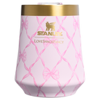 Premium Matte Stanley 1913 x LoveShackFancy Holiday Reserve Wine Tumbler D204X - Shatterproof Flavor-Preserving Cocktail Tumbler with Lid Detail