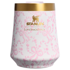 Vacuum Insulated Wine Stanley 1913 x LoveShackFancy Holiday Reserve Wine Tumbler D367F - Premium Insulated Egg-Shaped Wine Glass for Outdoors - Coquette Bow Chantilly