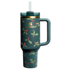 Car-Cup Friendly The Cheers & Cheer Quencher H2.0 Flowstate Tumbler D188Q - Double-Wall Vacuum Insulated Travel Tumbler with Straw - Holiday Botanical
