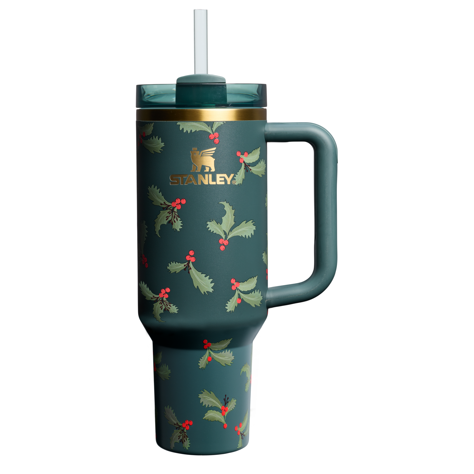 Car-Cup Friendly The Cheers & Cheer Quencher H2.0 Flowstate Tumbler D188Q - Double-Wall Vacuum Insulated Travel Tumbler with Straw - Holiday Botanical