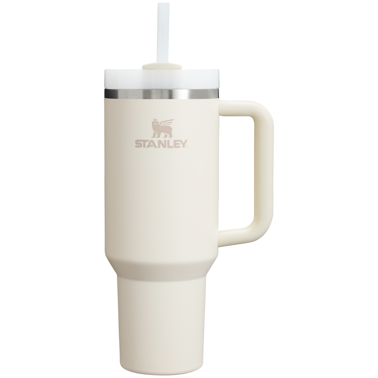 Insulated Travel The Quencher H2.0 Flowstate Tumbler  | Stanley Create D332L - 40oz Large Capacity Car-Cup Friendly Quencher - Cream 2.0